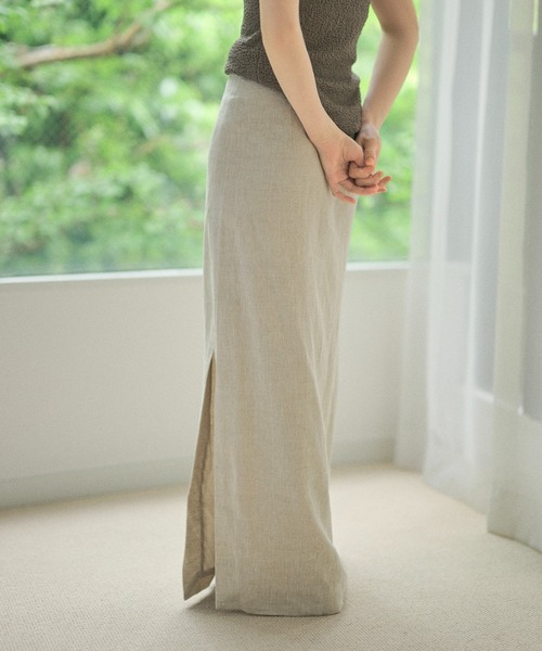 LAULEN（ローレン）の「linen deep slit long skirt /リネンディープスリットロングスカート（スカート・レディース・グレー/チャコールグレー/ベージュ・M/S）」の10枚目の写真