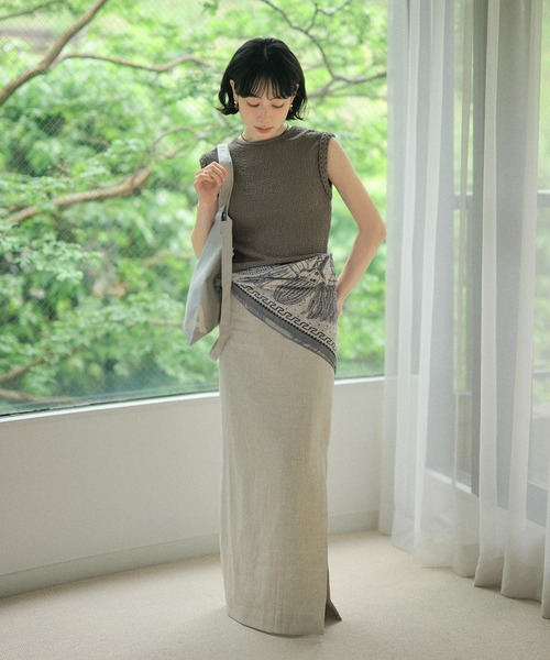 LAULEN（ローレン）の「linen deep slit long skirt /リネンディープスリットロングスカート（スカート・レディース・グレー/チャコールグレー/ベージュ・M/S）」の11枚目の写真