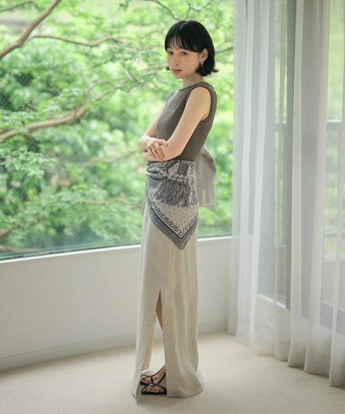 LAULEN（ローレン）の「linen deep slit long skirt /リネンディープスリットロングスカート（スカート・レディース・グレー/チャコールグレー/ベージュ・M/S）」の12枚目の写真