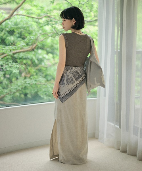 LAULEN（ローレン）の「linen deep slit long skirt /リネンディープスリットロングスカート（スカート・レディース・グレー/チャコールグレー/ベージュ・M/S）」の13枚目の写真