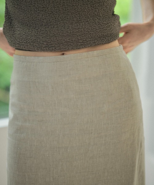 LAULEN（ローレン）の「linen deep slit long skirt /リネンディープスリットロングスカート（スカート・レディース・グレー/チャコールグレー/ベージュ・M/S）」の16枚目の写真