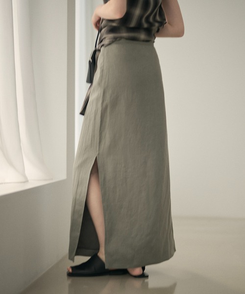 LAULEN（ローレン）の「linen deep slit long skirt /リネンディープスリットロングスカート（スカート・レディース・グレー/チャコールグレー/ベージュ・M/S）」の19枚目の写真