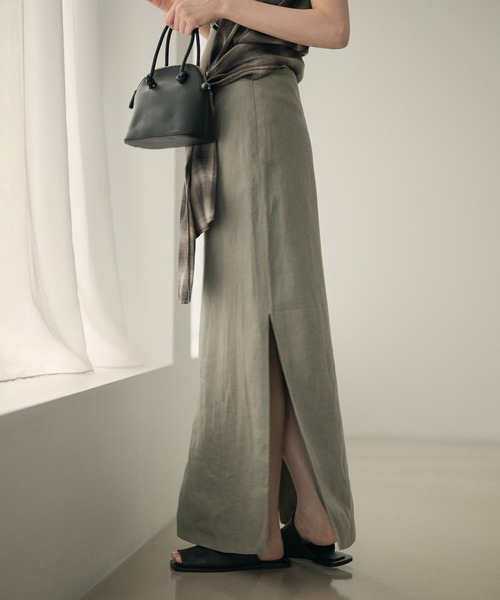 LAULEN（ローレン）の「linen deep slit long skirt /リネンディープスリットロングスカート（スカート・レディース・グレー/チャコールグレー/ベージュ・M/S）」の20枚目の写真