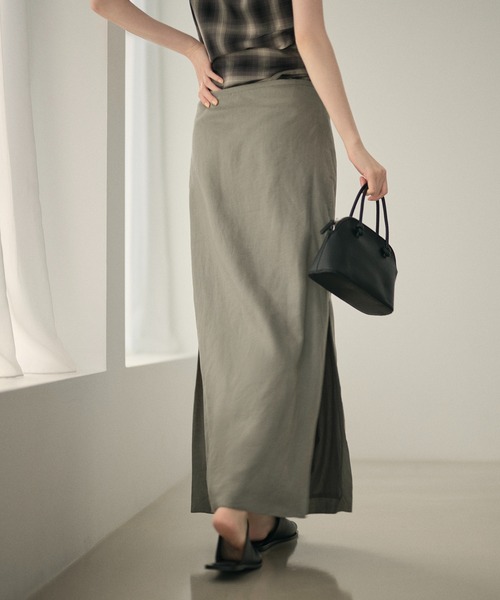 LAULEN（ローレン）の「linen deep slit long skirt /リネンディープスリットロングスカート（スカート・レディース・グレー/チャコールグレー/ベージュ・M/S）」の21枚目の写真