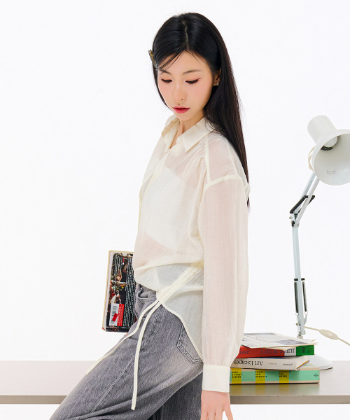 CHASECULT（チェイスカルト）の「女性サイドシェーリングシアーシャツ-FBRG5472C0A（シャツ/ブラウス・レディース・アイボリー・85/90）」の2枚目の写真