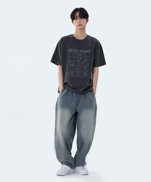 GHOST REPUBLIC（ゴーストリパブリック）の「バトルナイトグラフィックピグメント半袖Tシャツ2カラーGT-388（Tシャツ/カットソー・レディース・チャコールグレー/オリーブ・LARGE/X-LARGE/XX-LARGE）」の5枚目の写真