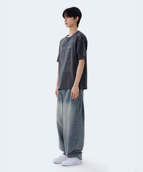 GHOST REPUBLIC（ゴーストリパブリック）の「バトルナイトグラフィックピグメント半袖Tシャツ2カラーGT-388（Tシャツ/カットソー・レディース・チャコールグレー/オリーブ・LARGE/X-LARGE/XX-LARGE）」の6枚目の写真