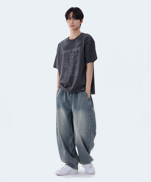 GHOST REPUBLIC（ゴーストリパブリック）の「バトルナイトグラフィックピグメント半袖Tシャツ2カラーGT-388（Tシャツ/カットソー・レディース・チャコールグレー/オリーブ・LARGE/X-LARGE/XX-LARGE）」の8枚目の写真