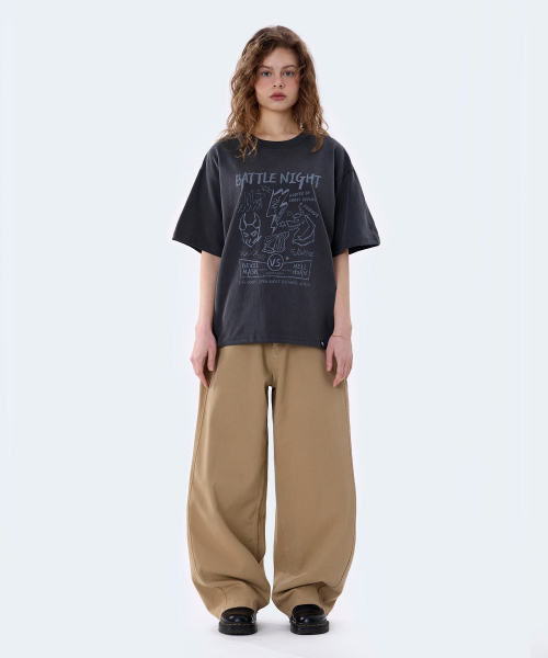 GHOST REPUBLIC（ゴーストリパブリック）の「バトルナイトグラフィックピグメント半袖Tシャツ2カラーGT-388（Tシャツ/カットソー・レディース・チャコールグレー/オリーブ・LARGE/X-LARGE/XX-LARGE）」の10枚目の写真