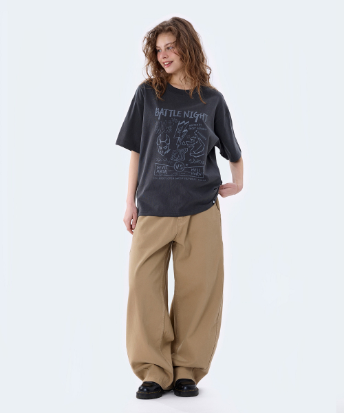 GHOST REPUBLIC（ゴーストリパブリック）の「バトルナイトグラフィックピグメント半袖Tシャツ2カラーGT-388（Tシャツ/カットソー・レディース・チャコールグレー/オリーブ・LARGE/X-LARGE/XX-LARGE）」の12枚目の写真