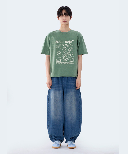 GHOST REPUBLIC（ゴーストリパブリック）の「バトルナイトグラフィックピグメント半袖Tシャツ2カラーGT-388（Tシャツ/カットソー・レディース・チャコールグレー/オリーブ・LARGE/X-LARGE/XX-LARGE）」の15枚目の写真