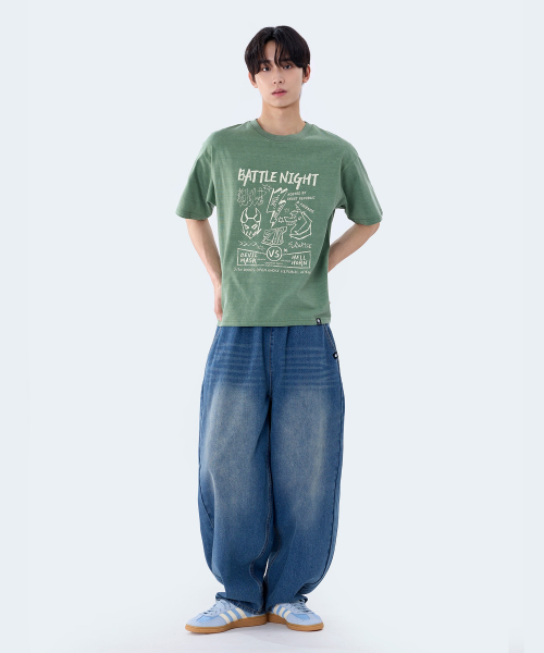 GHOST REPUBLIC（ゴーストリパブリック）の「バトルナイトグラフィックピグメント半袖Tシャツ2カラーGT-388（Tシャツ/カットソー・レディース・チャコールグレー/オリーブ・LARGE/X-LARGE/XX-LARGE）」の17枚目の写真