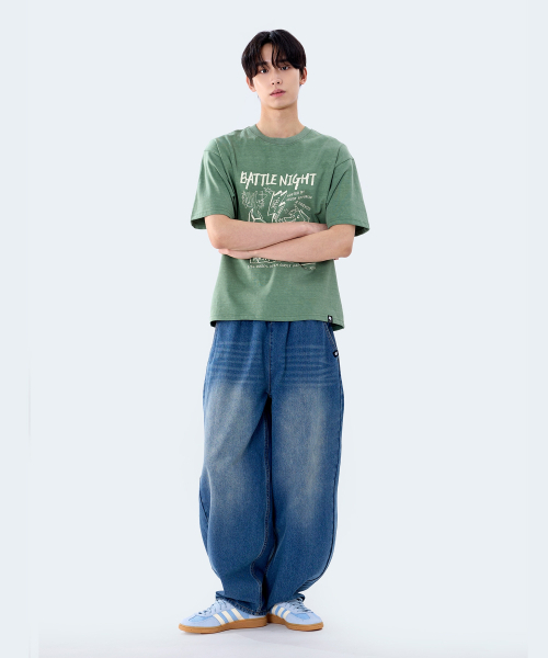 GHOST REPUBLIC（ゴーストリパブリック）の「バトルナイトグラフィックピグメント半袖Tシャツ2カラーGT-388（Tシャツ/カットソー・レディース・チャコールグレー/オリーブ・LARGE/X-LARGE/XX-LARGE）」の18枚目の写真