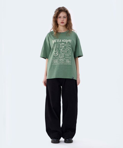 GHOST REPUBLIC（ゴーストリパブリック）の「バトルナイトグラフィックピグメント半袖Tシャツ2カラーGT-388（Tシャツ/カットソー・レディース・チャコールグレー/オリーブ・LARGE/X-LARGE/XX-LARGE）」の20枚目の写真