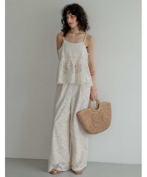 2026 SUMMER COLLECTION]ストレッチブロックレースキャミソール