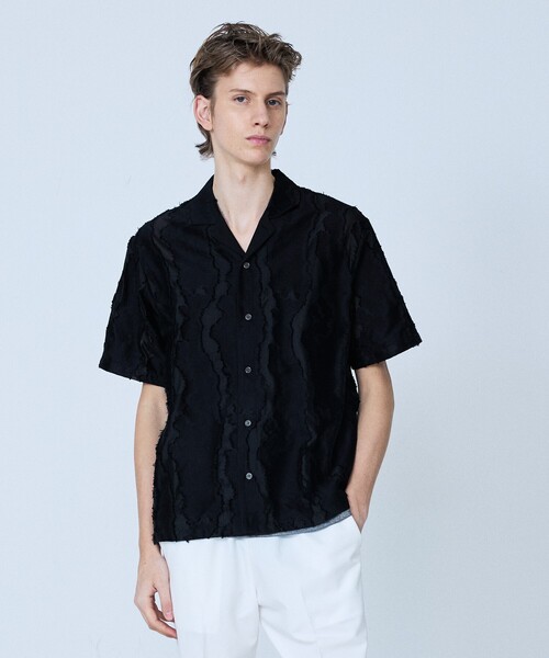 5351 POUR LES HOMMES（ゴーサンゴーイチプールオム）の「カットジャカード オープンカラーシャツ（シャツ/ブラウス・メンズ・ブラック/グレー・44/46/48/50）」の2枚目の写真