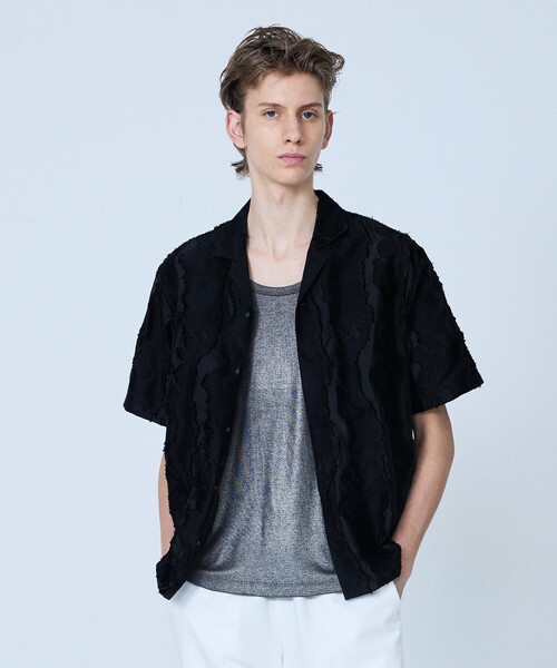 5351 POUR LES HOMMES（ゴーサンゴーイチプールオム）の「カットジャカード オープンカラーシャツ（シャツ/ブラウス・メンズ・ブラック/グレー・44/46/48/50）」の4枚目の写真