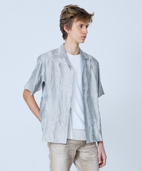 5351 POUR LES HOMMES（ゴーサンゴーイチプールオム）の「カットジャカード オープンカラーシャツ（シャツ/ブラウス・メンズ・ブラック/グレー・44/46/48/50）」の15枚目の写真