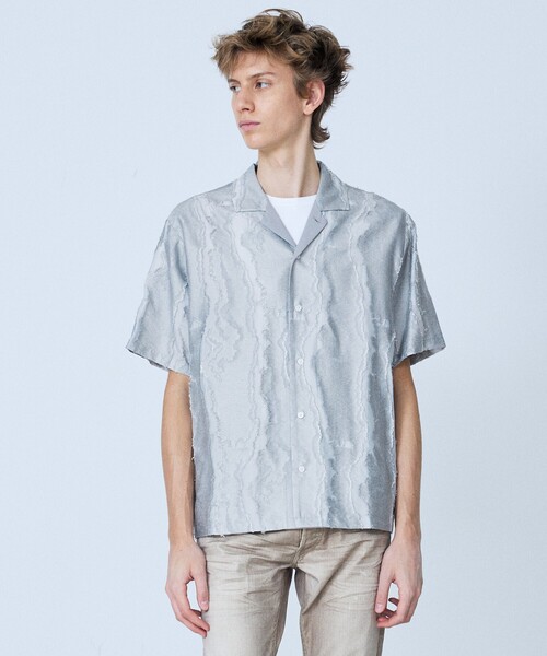 5351 POUR LES HOMMES（ゴーサンゴーイチプールオム）の「カットジャカード オープンカラーシャツ（シャツ/ブラウス・メンズ・ブラック/グレー・44/46/48/50）」の17枚目の写真