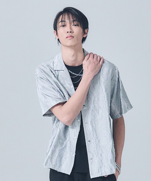 5351 POUR LES HOMMES（ゴーサンゴーイチプールオム）の「カットジャカード オープンカラーシャツ（シャツ/ブラウス・メンズ・ブラック/グレー・44/46/48/50）」の22枚目の写真