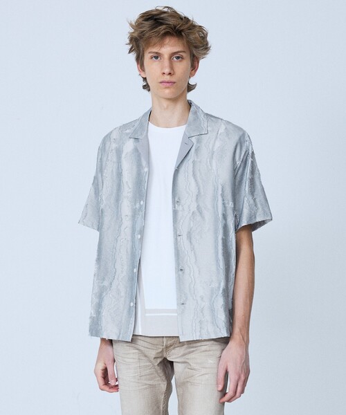 5351 POUR LES HOMMES(ゴーサンゴーイチプールオム)の「カットジャカード オープンカラーシャツ(シャツ/ブラウス・メンズ・ブラック/グレー・44/46/48/50)」の4枚目の写真