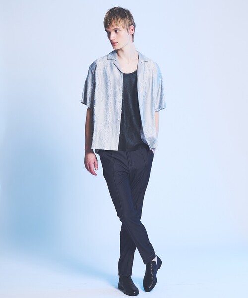 5351 POUR LES HOMMES(ゴーサンゴーイチプールオム)の「カットジャカード オープンカラーシャツ(シャツ/ブラウス・メンズ・ブラック/グレー・44/46/48/50)」の4枚目の写真