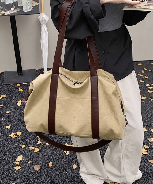 Miniministore(ミニミニストア)の「ボストンバッグ レザー切り替えショルダー(ボストンバッグ・レディース・ブラック/ベージュ/カーキ・FREE)」の22枚目の写真