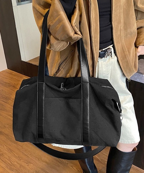 Miniministore(ミニミニストア)の「ボストンバッグ レザー切り替えショルダー(ボストンバッグ・レディース・ブラック/ベージュ/カーキ・FREE)」の17枚目の写真