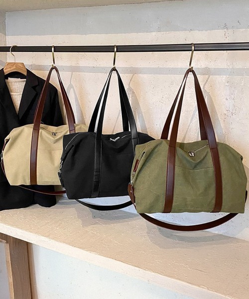 Miniministore(ミニミニストア)の「ボストンバッグ レザー切り替えショルダー(ボストンバッグ・レディース・ブラック/ベージュ/カーキ・FREE)」の12枚目の写真