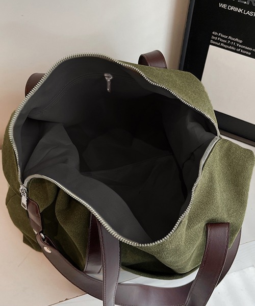 Miniministore(ミニミニストア)の「ボストンバッグ レザー切り替えショルダー(ボストンバッグ・レディース・ブラック/ベージュ/カーキ・FREE)」の13枚目の写真