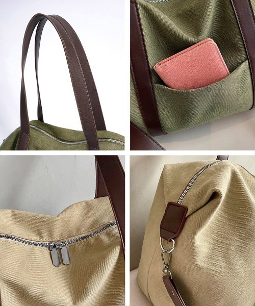 Miniministore(ミニミニストア)の「ボストンバッグ レザー切り替えショルダー(ボストンバッグ・レディース・ブラック/ベージュ/カーキ・FREE)」の6枚目の写真
