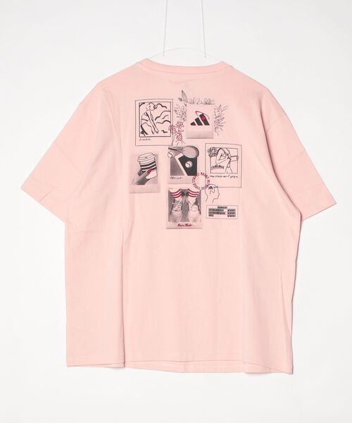 adidas（アディダス）の「アディダス adidas ミニ刺しゅう オーバーサイズ グラフィック半袖Tシャツ（Tシャツ/カットソー・レディース・ホワイト/スモークピンク・S/M/L/XL）」の11枚目の写真