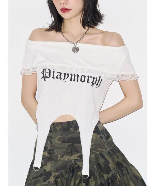 jouetie(ジュエティ)の「オフショルガータートップス(Tシャツ/カットソー・レディース・ブラック/ピンク/オフホワイト・FREE)」の4枚目の写真