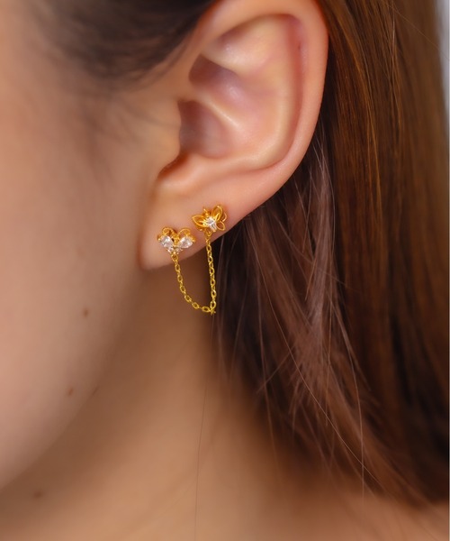 Peony(ピオニー)の「【Peony/ピオニー】2連バタフライモチーフ 片耳用ピアス【アレルギー対応】(ピアス(片耳用)・レディース・ゴールド/シルバー・FREE)」の6枚目の写真
