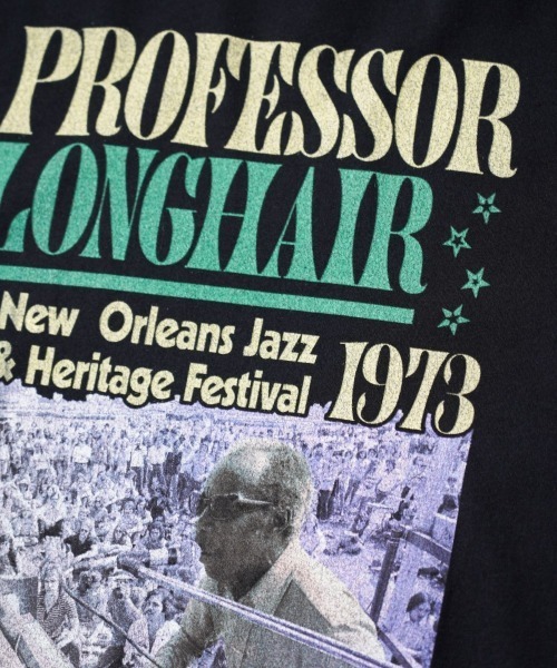 THRIFTY LOOK(スリフティールック)の「THRIFTY LOOK スリフティルック / "PROFESSORLONGHAIR" JAZZ TEE(Tシャツ/カットソー・メンズ・ブラック/ブラック系1・MEDIUM/X-LARGE/LARGE)」の6枚目の写真