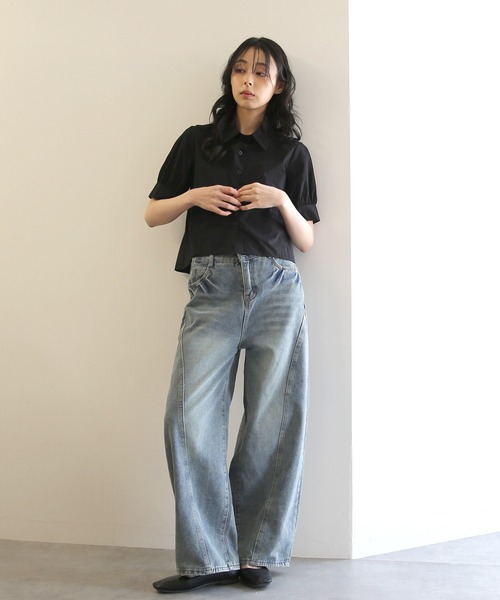 No one knows（ノーワンノーズ）の「ZOZO限定 後ろタックショートシャツ（シャツ/ブラウス・レディース・ホワイト/ブラック・FREE）」の20枚目の写真
