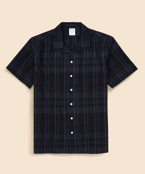 BROOKS BROTHERS(ブルックスブラザーズ)の「ウール/ポリエステル チェック キャンプシャツ Regular Fit(シャツ/ブラウス・メンズ・ベージュ/ネイビー・LARGE/MEDIUM/SMALL/X-LARGE)」の2枚目の写真