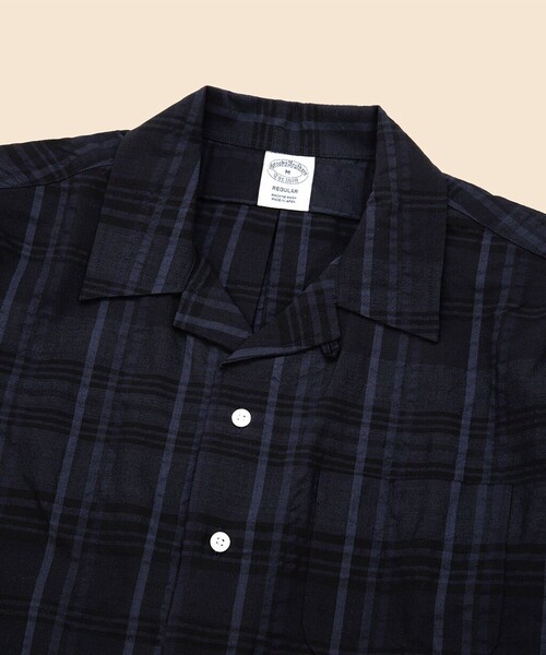 BROOKS BROTHERS(ブルックスブラザーズ)の「ウール/ポリエステル チェック キャンプシャツ Regular Fit(シャツ/ブラウス・メンズ・ベージュ/ネイビー・LARGE/MEDIUM/SMALL/X-LARGE)」の5枚目の写真