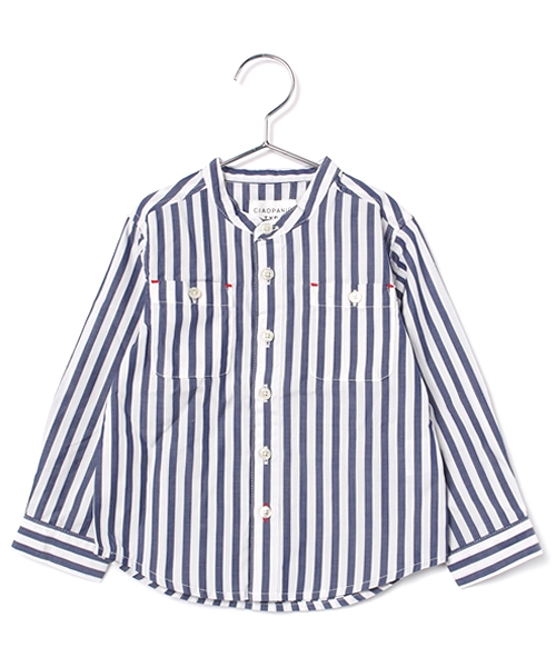 CIAOPANIC TYPY（チャオパニックティピー）の「バンドカラーシャツ（シャツ/ブラウス・キッズ・ホワイト/ブルー・135/125/95/115/105）」の2枚目の写真