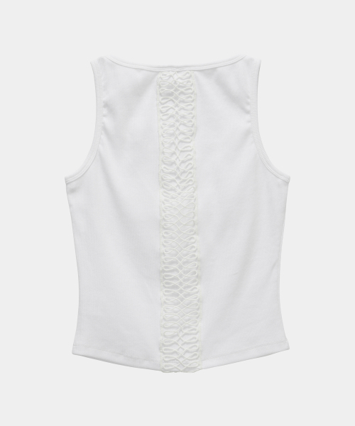 ETRE AU SOMMET（エトレオソメ）の「Crochet Point Short Sleeve (Ivory)（Tシャツ/カットソー・レディース・アイボリー・FREE）」の8枚目の写真