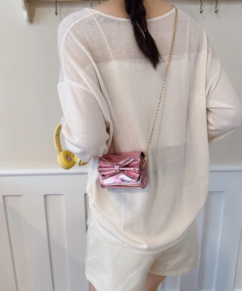 WESTSEA(ウエストシー)の「ビッグリボン ミニポシェット ショルダーバッグ(ショルダーバッグ・レディース・ブラック/ホワイト/シルバー/ピンク・FREE)」の15枚目の写真