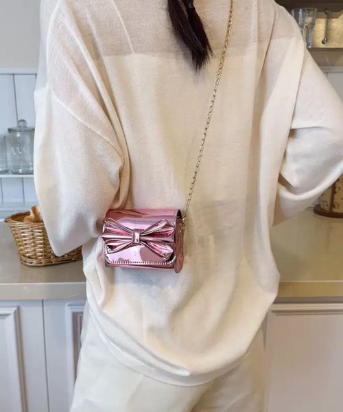 WESTSEA(ウエストシー)の「ビッグリボン ミニポシェット ショルダーバッグ(ショルダーバッグ・レディース・ブラック/ホワイト/シルバー/ピンク・FREE)」の17枚目の写真