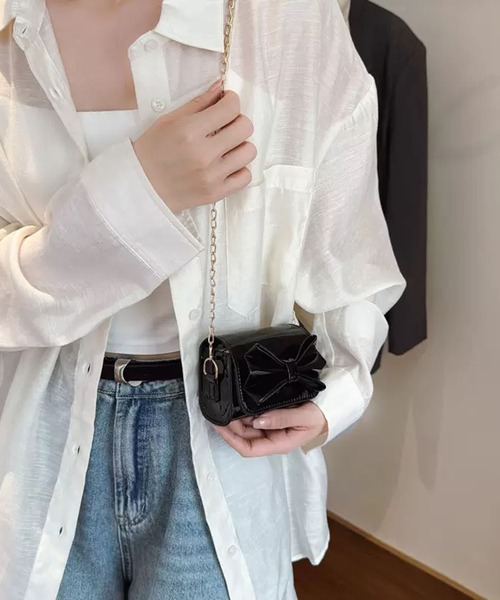 WESTSEA(ウエストシー)の「ビッグリボン ミニポシェット ショルダーバッグ(ショルダーバッグ・レディース・ブラック/ホワイト/シルバー/ピンク・FREE)」の10枚目の写真