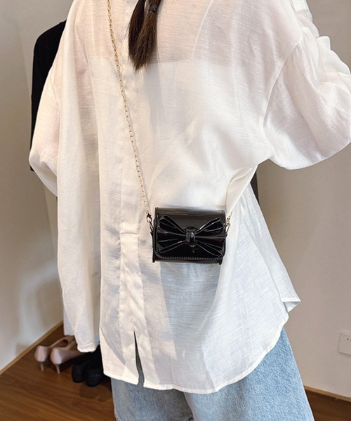 WESTSEA(ウエストシー)の「ビッグリボン ミニポシェット ショルダーバッグ(ショルダーバッグ・レディース・ブラック/ホワイト/シルバー/ピンク・FREE)」の11枚目の写真