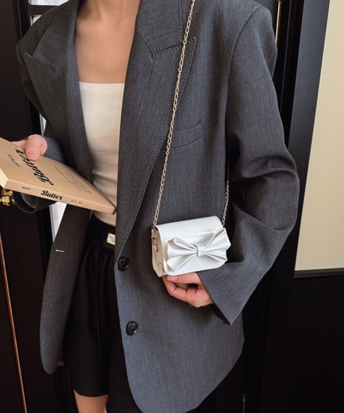 WESTSEA(ウエストシー)の「ビッグリボン ミニポシェット ショルダーバッグ(ショルダーバッグ・レディース・ブラック/ホワイト/シルバー/ピンク・FREE)」の5枚目の写真