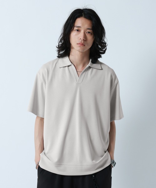 RAGEBLUE(レイジブルー)の「【LUXURY+EASY】<接触冷感>DRAPE FABLIC SKIPPER DESIGN POLO /ラグイージースキッパーポロ(ポロシャツ・メンズ・ブラック/ライトグレー/ライトブルー・MEDIUM/LARGE)」の15枚目の写真