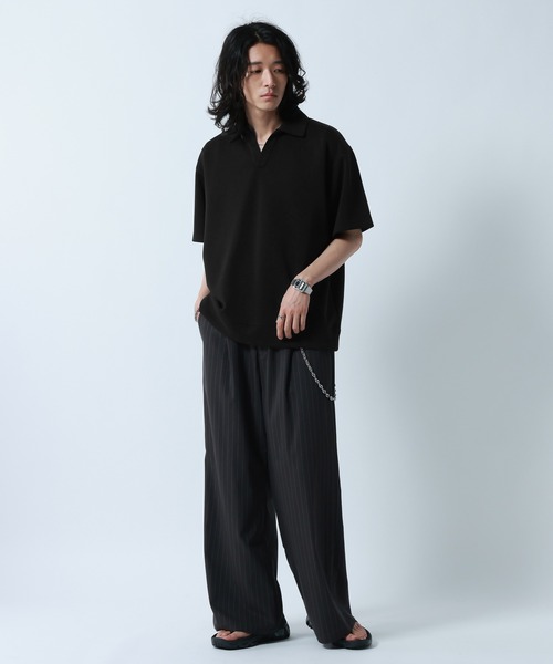 RAGEBLUE(レイジブルー)の「【LUXURY+EASY】<接触冷感>DRAPE FABLIC SKIPPER DESIGN POLO /ラグイージースキッパーポロ(ポロシャツ・メンズ・ブラック/ライトグレー/ライトブルー・MEDIUM/LARGE)」の5枚目の写真