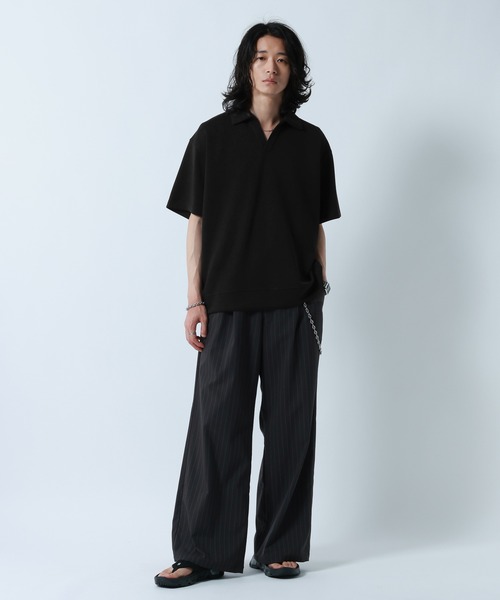 RAGEBLUE(レイジブルー)の「【LUXURY+EASY】<接触冷感>DRAPE FABLIC SKIPPER DESIGN POLO /ラグイージースキッパーポロ(ポロシャツ・メンズ・ブラック/ライトグレー/ライトブルー・MEDIUM/LARGE)」の6枚目の写真
