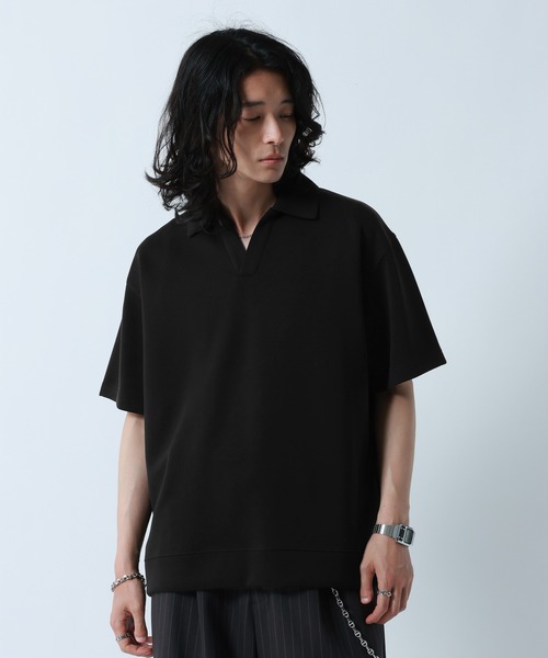 RAGEBLUE(レイジブルー)の「【LUXURY+EASY】<接触冷感>DRAPE FABLIC SKIPPER DESIGN POLO /ラグイージースキッパーポロ(ポロシャツ・メンズ・ブラック/ライトグレー/ライトブルー・MEDIUM/LARGE)」の7枚目の写真