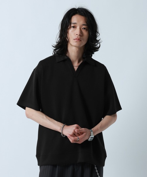 RAGEBLUE(レイジブルー)の「【LUXURY+EASY】<接触冷感>DRAPE FABLIC SKIPPER DESIGN POLO /ラグイージースキッパーポロ(ポロシャツ・メンズ・ブラック/ライトグレー/ライトブルー・MEDIUM/LARGE)」の9枚目の写真
